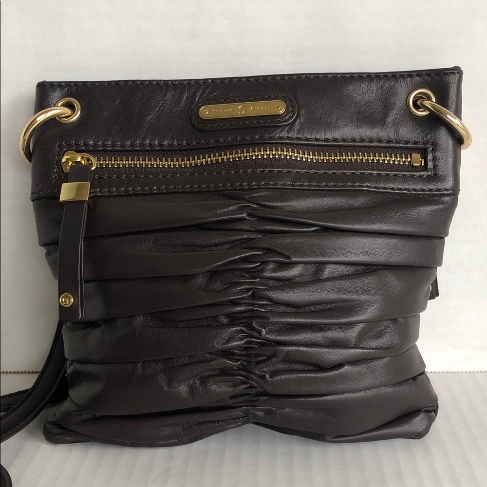 Vintage 80s 90s Etienne Aigner Brown Leather Ruche Crossbody Purse